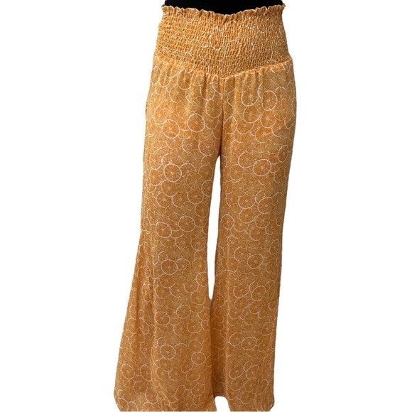 Show Me Your Mumu Wide Leg Pants Vacation Boho Orange Fruit Coverup Size Small - Picture 1 of 7